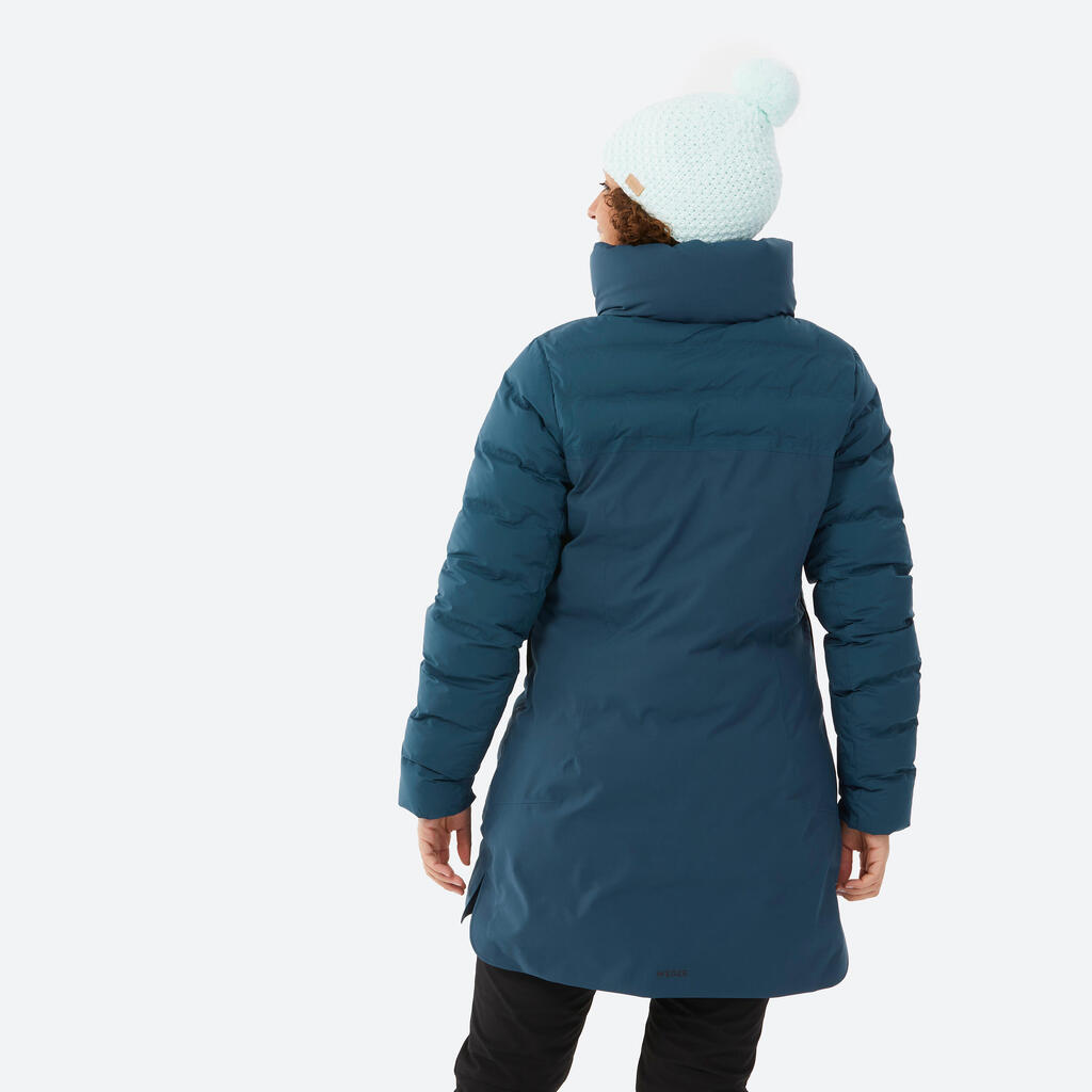 500 WARM Women's very warm and long ski jacket - petrol blue